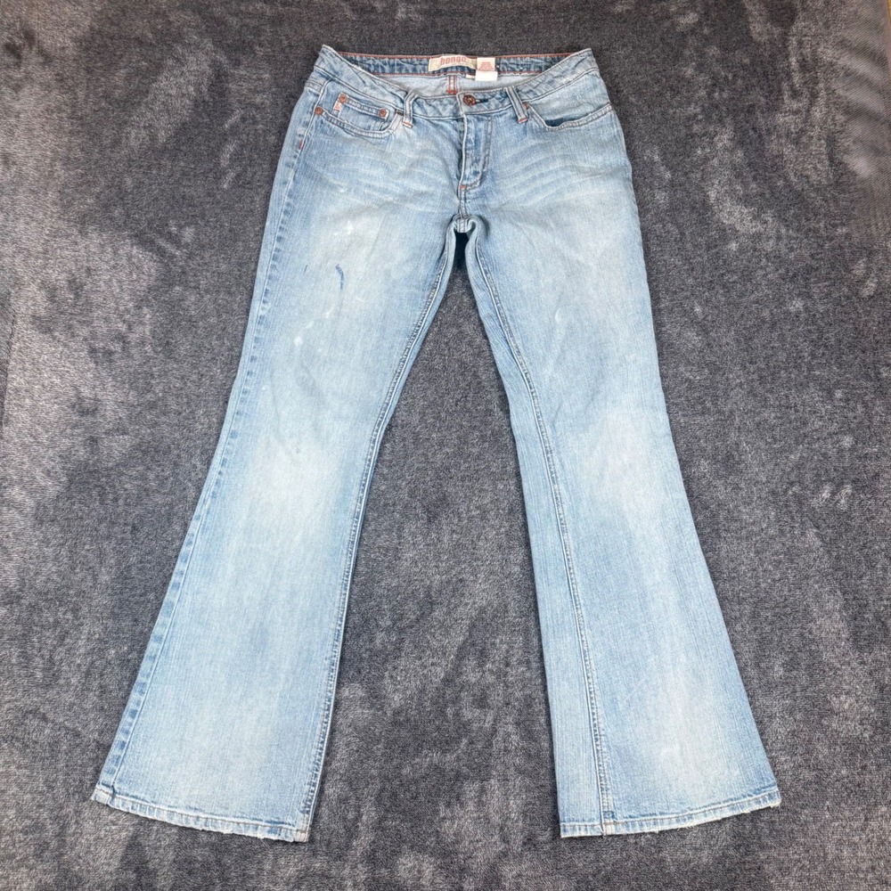 Bongo Womens Low Rise Flare Jeans Light Wash Y2K Denim Size 11